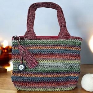 The Sak bohemian crocheted handbag with multicolored stripes Shoulder Bag Purse